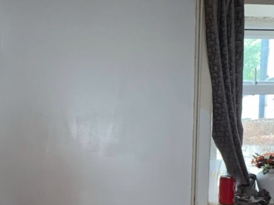 Replastered and painted wall